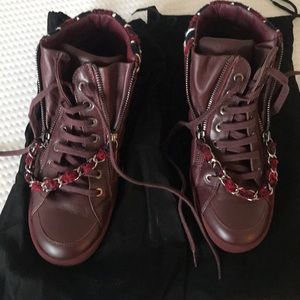 Chanel tennis shoes with chain